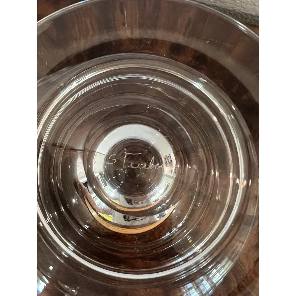 Steuben Signed Crystal Mid Century Modern Fruit Seafood Cocktail Glasses 3